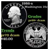 1986-s Proof Washington Quarter 25c Grades GEM++ P