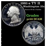 1981-s TY II Proof Washington Quarter 25c Grades G