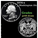 1974-s Proof Washington Quarter 25c Grades GEM++ P