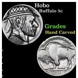Hobo Buffalo Nickel 5c Grades Hand Carved