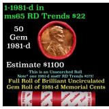 BU Shotgun Lincoln 1c roll, 1981-d 50 pcs Dunbar W