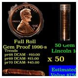 Gem Proof Lincoln 1c roll, 1996-s 50 pcs