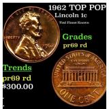 1962 Proof Lincoln Cent TOP POP! 1c Graded pr69 rd