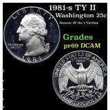 1981-s TY II Proof Washington Quarter 25c Grades G