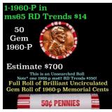 BU Shotgun Lincoln 1c roll, 1960-d 50 pcs Bank Wra
