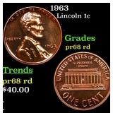 1963 Proof Lincoln Cent 1c Grades Gem++ Proof Red