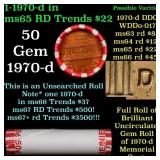 BU Shotgun Lincoln 1c roll, 1970-d 50 pcs Bank Wra
