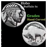 Hobo Buffalo Nickel 5c Grades Hand Carved