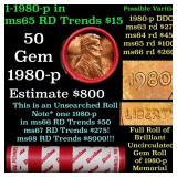 BU Shotgun Lincoln 1c roll, 1980-p 50 pcs Dunbar W