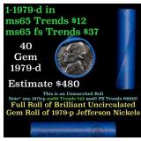 BU Shotgun Jefferson 5c roll, 1979-d 40 pcs Bank $