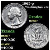 1965-p Washington Quarter 25c Grades GEM++ Unc