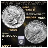***Auction Highlight*** 1921-p Peace Dollar 1 ms64