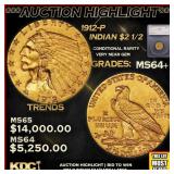 ***Major Highlight*** 1912-p Gold Indian Quarter E