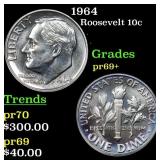 1964 Proof Roosevelt Dime 10c Grades GEM++ Proof