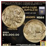 ***Major Highlight*** 1937-d 3 Leg Buffalo Nickel