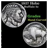 1927 Hobo Buffalo Nickel 5c Grades Hand Carved