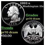 1992-s Proof Washington Quarter 25c Grades GEM++ P