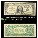 1957B $1 Blue Seal Silver Certificate Grades vf de