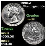 1986-d Washington Quarter 25c Grades GEM++ Unc