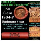 BU Shotgun Lincoln 1c roll, 1973-p 50 pcs Bank Wra