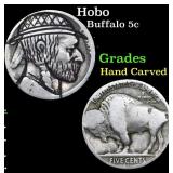 Hobo Buffalo Nickel 5c Grades Hand Carved