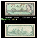1960-1967 Canada 1 Doollar Note P# 84A Grades vf+