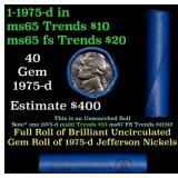 BU Shotgun Jefferson 5c roll, 1975-p 40 pcs Bank $