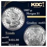 1887-p Morgan Dollar $1 Grades GEM+ Unc