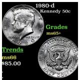 1980-d Kennedy Half Dollar 50c Grades GEM+ Unc