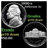 1990-s Proof Jefferson Nickel 5c Grades GEM++ Proo
