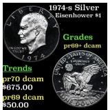 1974-s Silver Proof Eisenhower Dollar $1 Grades GE