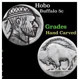 Hobo Buffalo Nickel 5c Grades Hand Carved