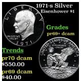 1971-s Silver Proof Eisenhower Dollar $1 Grades GE