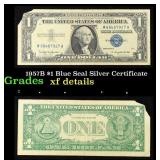 1957B $1 Blue Seal Silver Certificate Grades xf de