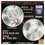 ***Major Highlight*** 1922-d Peace Dollar $1 ms66+