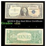 1957B $1 Blue Seal Silver Certificate Grades vf++
