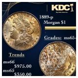 1889-p Morgan Dollar $1 Grades GEM+ Unc