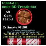 BU Shotgun Lincoln 1c roll, 1981-d 50 pcs Dunbar W
