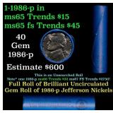 BU Shotgun Jefferson 5c roll, 1986-p 40 pcs Bank $