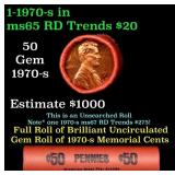 BU Shotgun Lincoln 1c roll, 1970-d 50 pcs Bank Wra