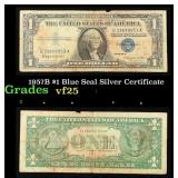 1957B $1 Blue Seal Silver Certificate Grades vf+