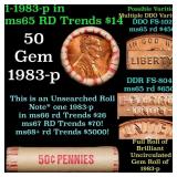 BU Shotgun Lincoln 1c roll, 1983-p 50 pcs Bank Wra