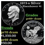 1973-s Silver Proof Eisenhower Dollar $1 Grades GE