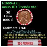 BU Shotgun Lincoln 1c roll, 1960-d 50 pcs Bank Wra