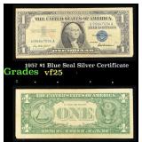 1957 $1 Blue Seal Silver Certificate Grades vf+