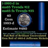 BU Shotgun Jefferson 5c roll, 1993-d 40 pcs Bank $