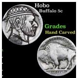 Hobo Buffalo Nickel 5c Grades Hand Carved