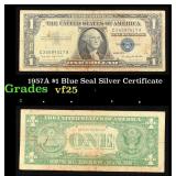1957A $1 Blue Seal Silver Certificate Grades vf+