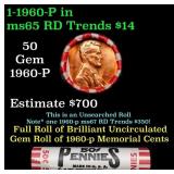 BU Shotgun Lincoln 1c roll, 1978-p 50 pcs Bank Wra