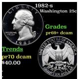 1982-s Proof Washington Quarter 25c Grades GEM++ P